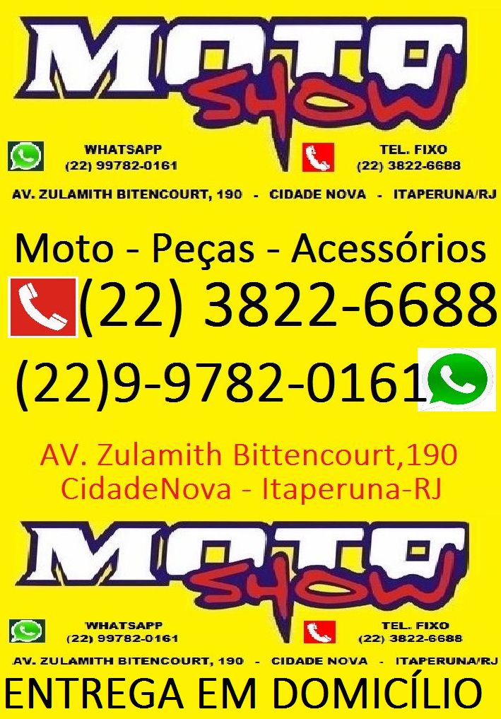 TRILHA MOTO PEÇAS (Ralimax Moto Peças Ltda)Av. Zulamith Bittencourt, 54 -  Cidade Nova, Itaperuna - RJ, 28300-000