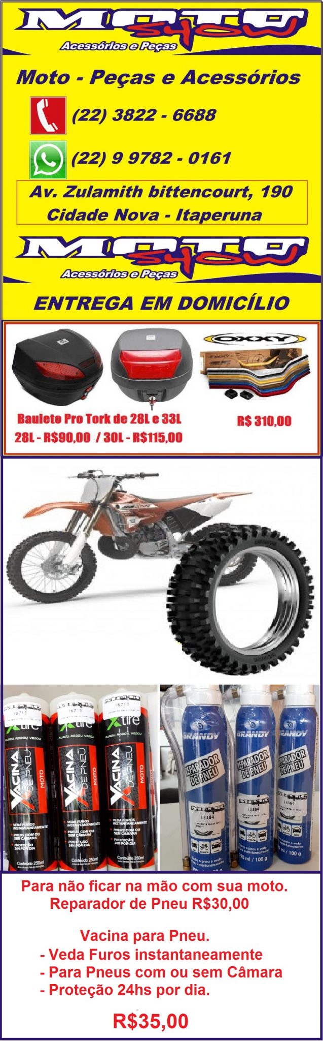 TRILHA MOTO PEÇAS (Ralimax Moto Peças Ltda)Av. Zulamith Bittencourt, 54 -  Cidade Nova, Itaperuna - RJ, 28300-000